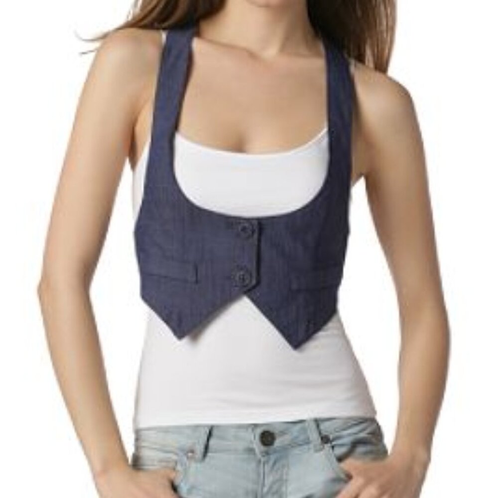Mande Navy Blue Buttoned Vest